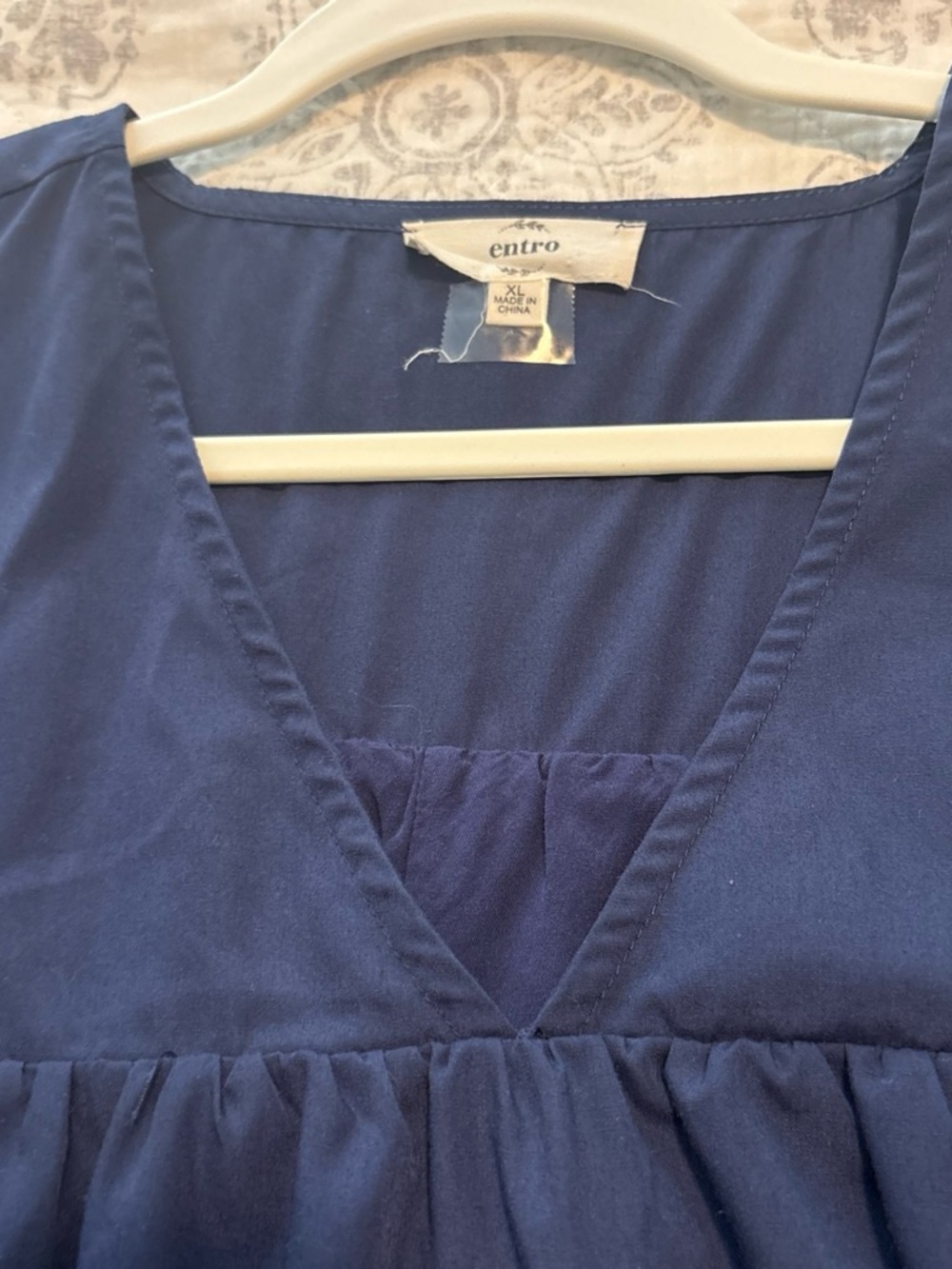 entro Navy Baby Doll Dress with Cream Wave Trim - Picture 3 of 4